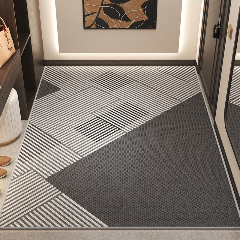 尚美巢品简约入户门地垫高级感玄关脚垫大门口防滑门垫进门可裁剪耐脏地毯 时梦之语-断点-咖色【TPR底】 120*140CM