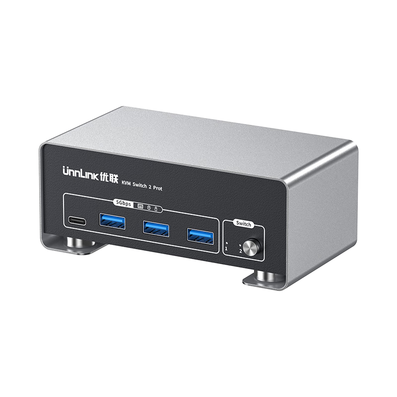 UNNLINK KVM切换器二进二出 HDMI+DP分屏器 8K60/4K240Hz高清USB3.0高速传输 两台电脑共享鼠标键盘显示器 【HDMI+DP】2进2出切换器