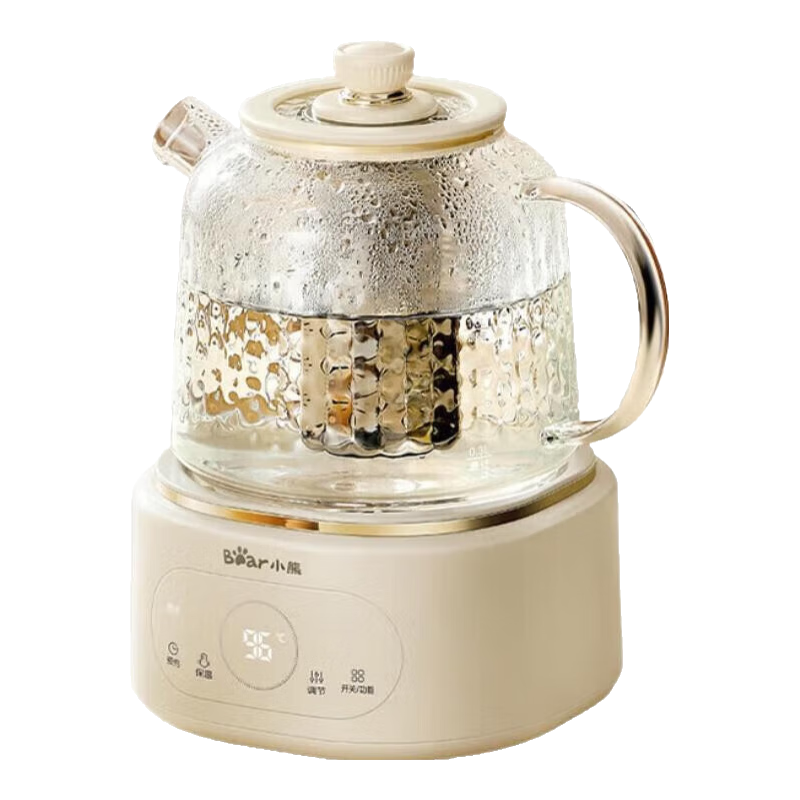 小熊（Bear）全玻璃养生壶0金属0胶0拼接恒温水壶电热水壶煮茶壶煮茶器烧水壶 新年礼物 自用送礼佳品 YSH-P10Q7【基础款全玻璃恒温壶】 1L 无滤网