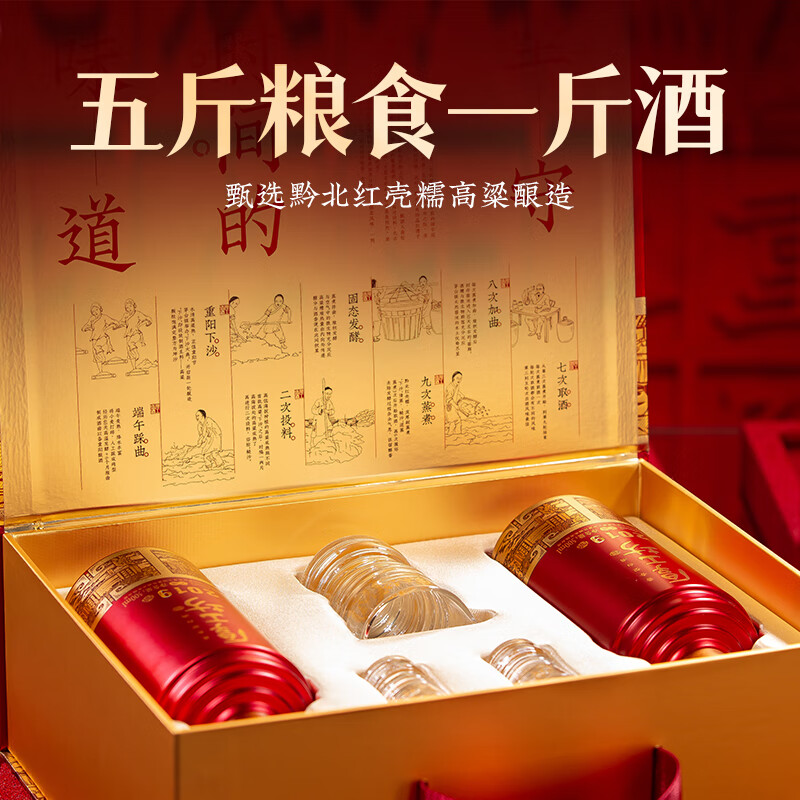 厚工坊【中秋送礼】工道2019 酱香型53度白酒 贵州大曲纯粮食坤沙白酒 53度 500mL 2瓶 (工道2019礼盒)