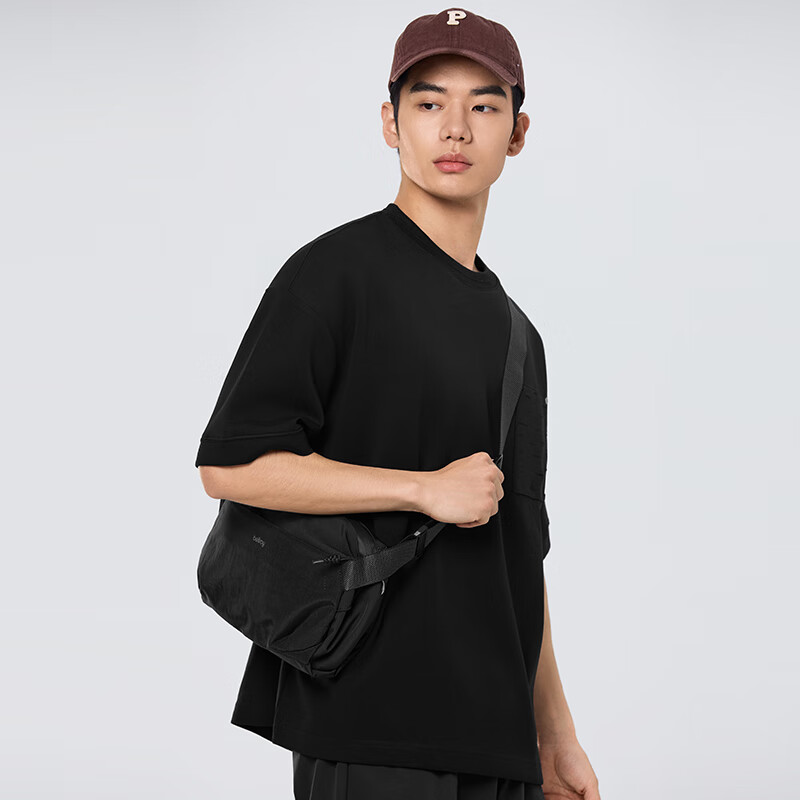 MARKLESS莫代尔柔滑T恤2025夏季新款圆领宽松短袖男士休闲上衣TXB5651M 黑色 2XL