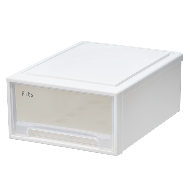 TENMA天馬抽屜式收納箱塑料透明整理箱玩具衣服儲物箱Fits組合式抽屜柜 F316【31.6*41*17.2cm】米白 1個裝