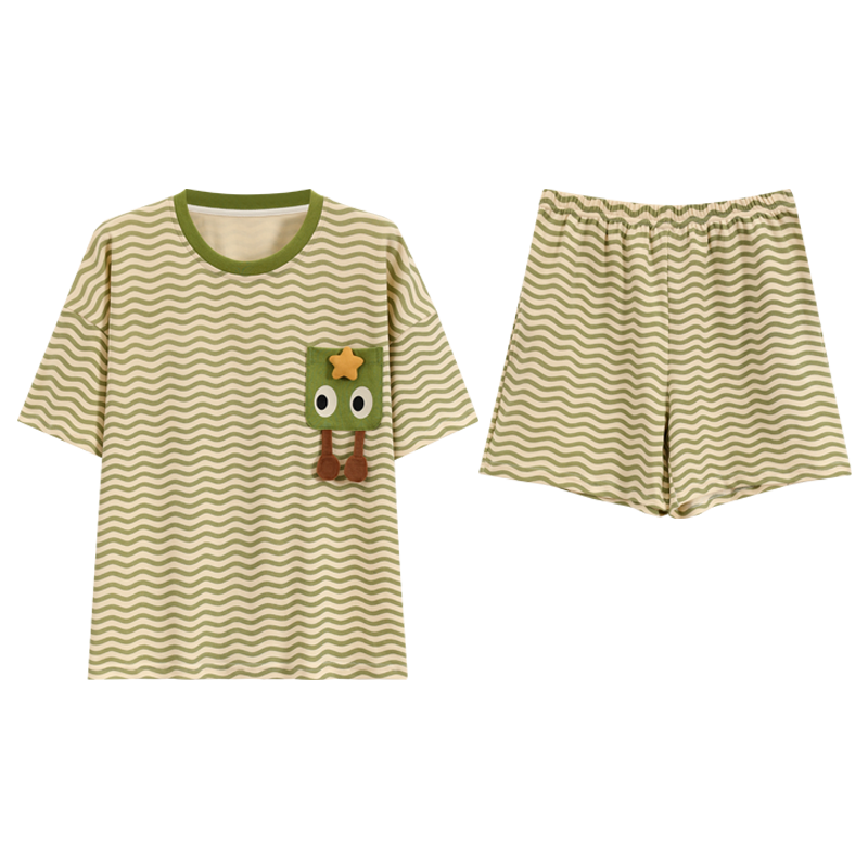 百亿补贴:芬腾可安(FENTENGCARE)女士睡衣女夏季舒适短袖短裤圆领套头自带胸垫可外穿家居服套装Q259.8元