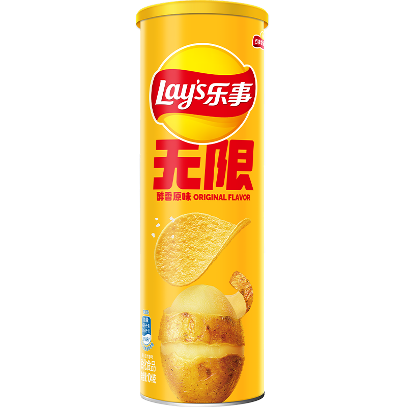 限地区:乐事（Lay's）无限薯片醇香原味104g罐装膨化食品零食休闲食品