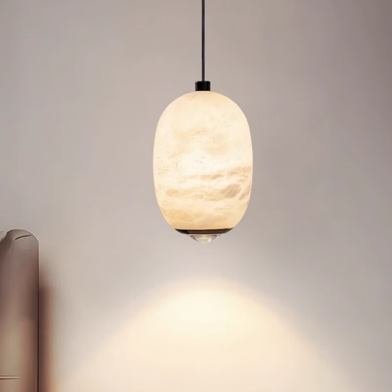 幸福來(lái)敲門(mén)天然云石臥室床頭吊燈法式輕奢設(shè)計(jì)師餐廳吧臺(tái)玄關(guān)升降小吊燈 【天然云石】射燈款 手動(dòng)升降