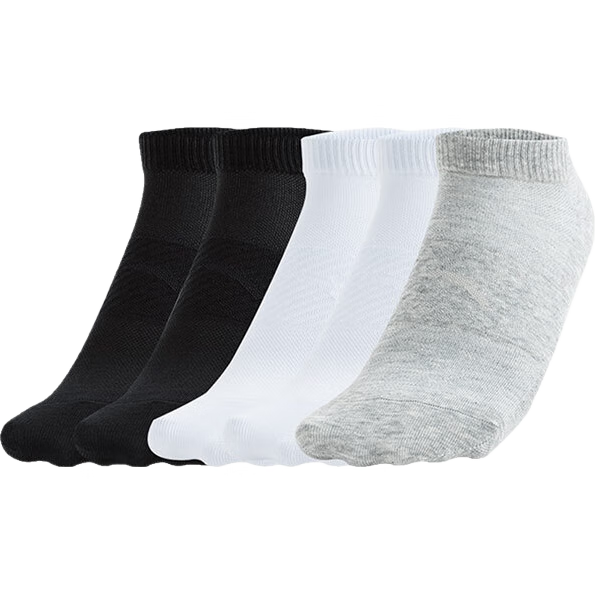 安踏|袜子|【5双装】透气运动袜子男女跑步篮球袜短袜五双装