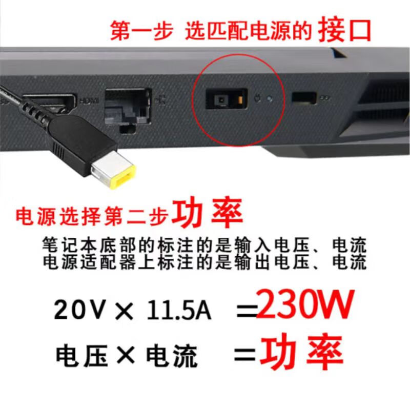 适用联想拯救者Y7000Y R7000P Y7000P电脑方口20V-8.5A电源适配器 【230W】20V-11.5A升级轻薄款 功率不同不通用【下单咨询客服】