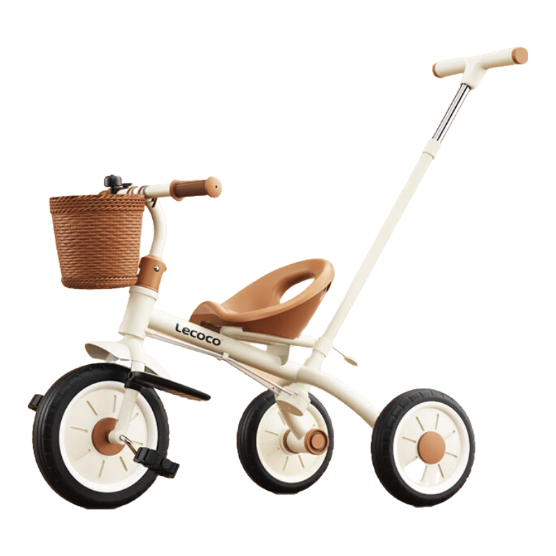 樂卡lecoco樂卡兒童三輪車腳踏車寶寶玩具孩子童車2-5歲自行車免充氣 尼諾S2三輪車【絲絨摩卡】