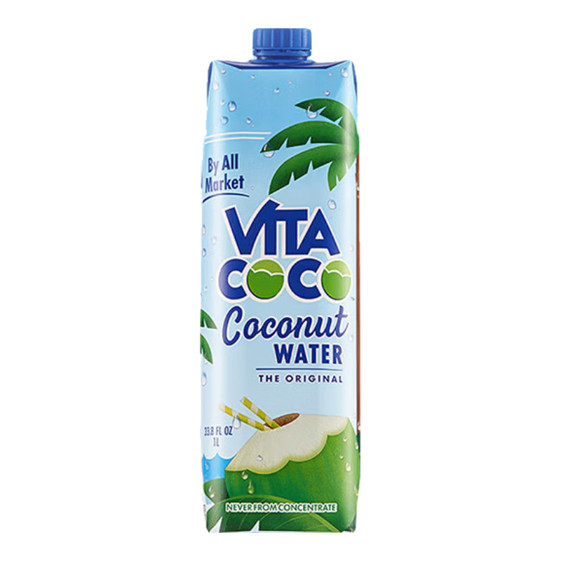 唯他可可（Vita Coco）椰子水椰汁飲料低卡富含電解質(zhì)原裝進(jìn)口1升*12瓶裝