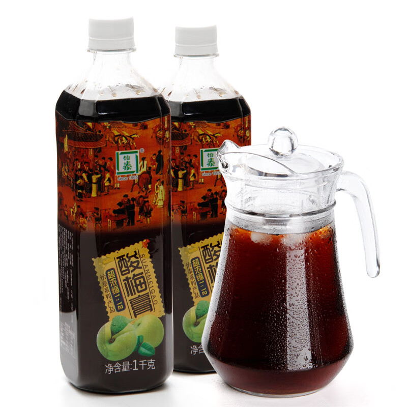 怡泰12倍酸梅膏濃縮汁桂花酸梅湯原料酸梅汁1000克X12瓶整箱批發(fā)