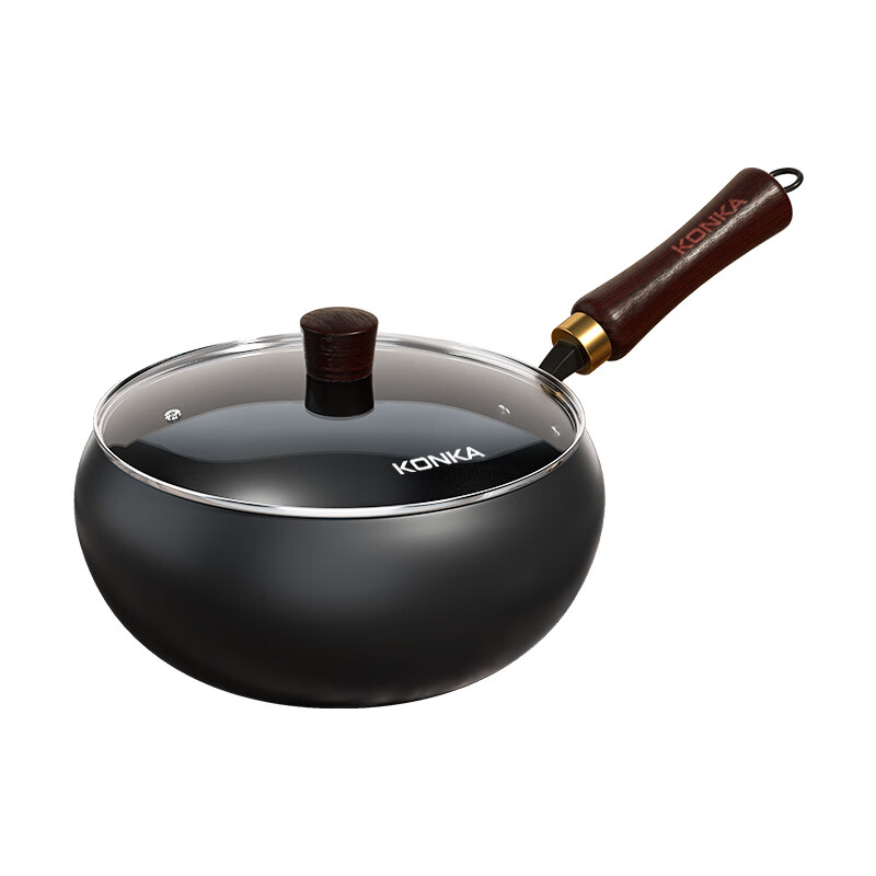康佳(KONKA)正宗章丘款锻打大肚锅家用无涂层不粘锅老式熟铁炒菜锅平底已开锅 古法锻打带玻璃盖(赠锅铲) 24cm