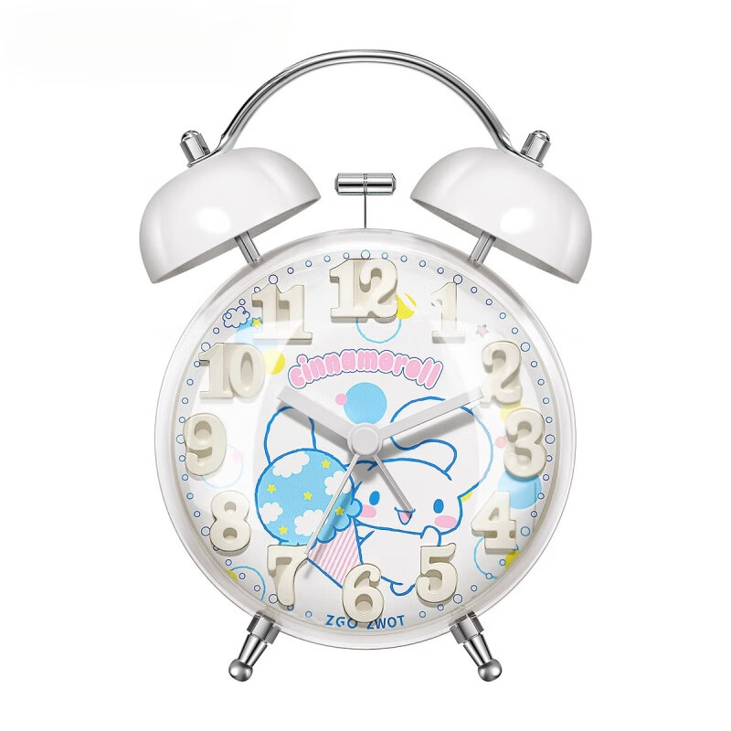 正港（ZGO）x三麗鷗玉桂狗機械鬧鐘兒童女孩學(xué)生專(zhuān)用起床神器強力叫醒靜音 【靜音準時(shí)】大耳狗-白殼4寸 4英寸