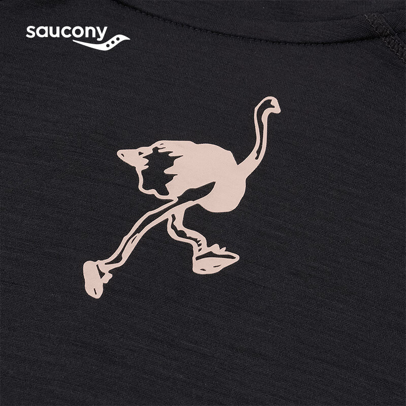Saucony索康尼NATHAN BELL艺术家联名系列圆领半开拉链短袖T恤男 正黑色BK001 2XL
