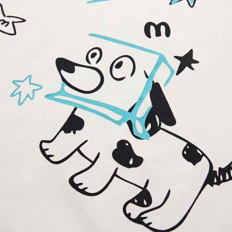 马骑顿（MQD）男大童夏季新品学院风鸳鸯袖条纹撞色卡通短袖T恤 本白 150