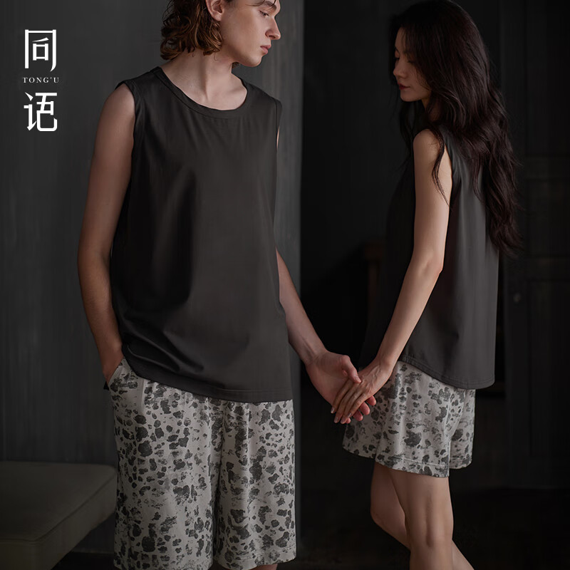 同语（TONGYU）同语25年情侣睡衣夏季莫代尔棉凉感背心套装男女士家居服夏可外穿 M5317-M5318 M (160) 女(身高155-163cm)