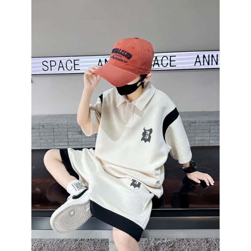 G.duck2026新款男童夏装套装中大儿童夏季潮酷帅男孩短袖运动两件套潮 【高质量】杏色 三只熊熊 160 码(身高140-150cm)