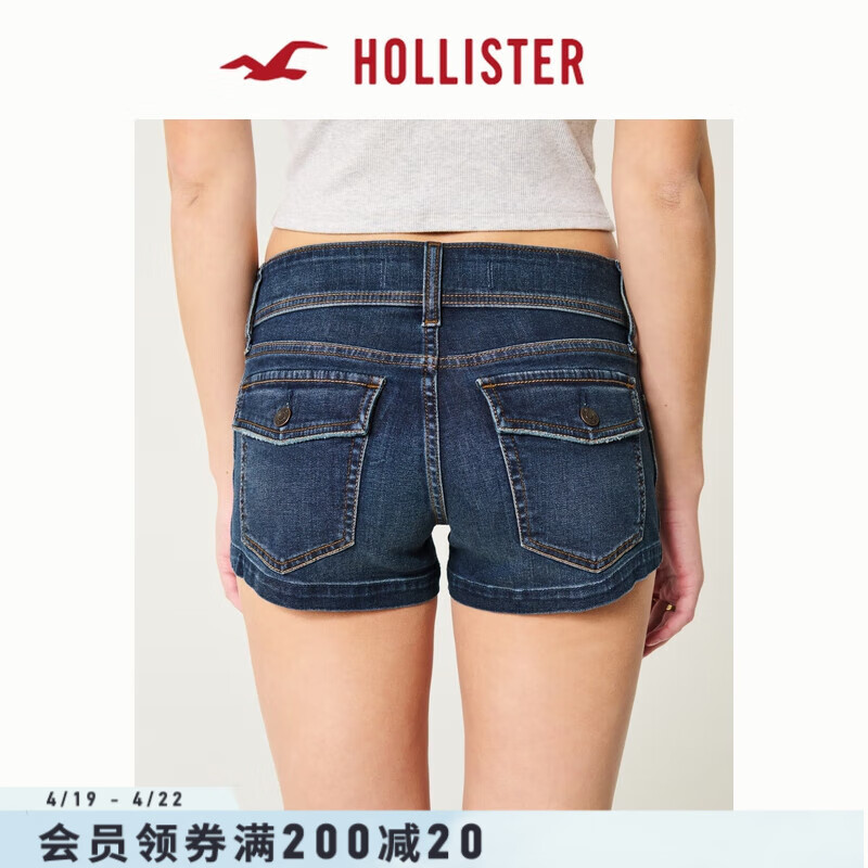 HOLLISTER25夏季新款美式Y(jié)2K辣妹低腰熱褲牛仔短褲女裝KI349-5048 深色水洗 29 165/74A 8標(biāo)準(zhǔn)版