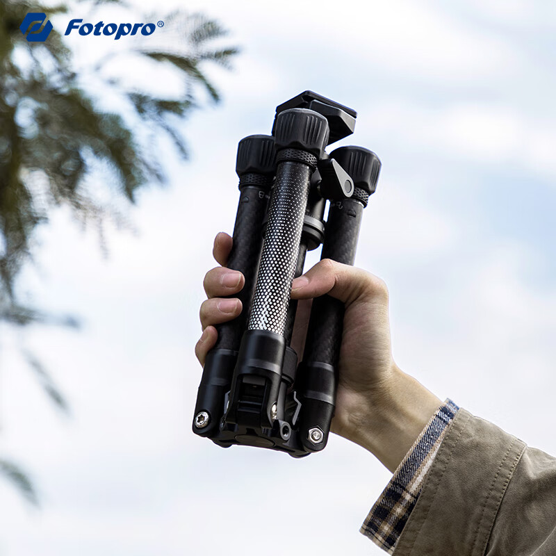 富图宝（Fotopro）空气三号 mini 球形云台便携式可拓展碳纤维相机三脚架 送手机夹
