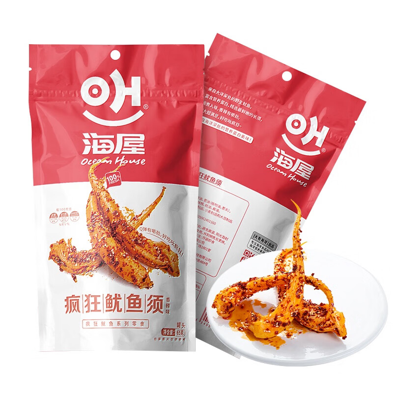 好味屋海屋瘋狂魷魚須 海味即食香辣魷魚須海鮮熟食小吃休閑食品 香辣味