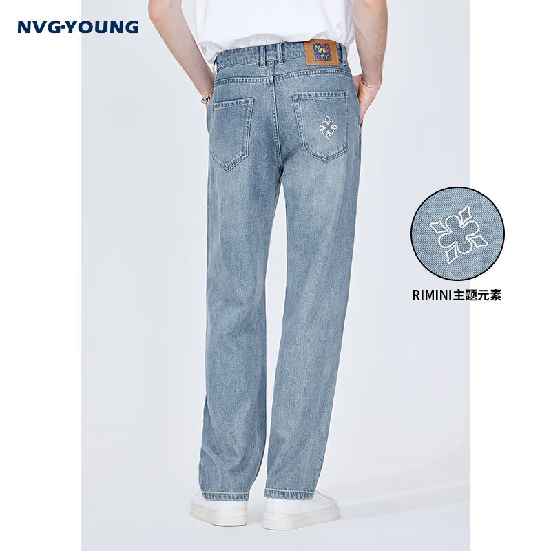 NVG·YOUNG意大利小帆船春秋季弹力牛仔裤男士宽松百搭休闲直筒长裤子