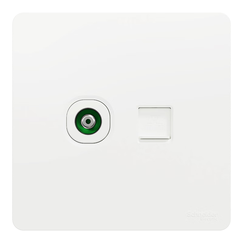 施耐德開關(guān)插座面板86型墻面皓呈升級款無框大面板單開一開皓雋奶油白色 電視+六類 插座