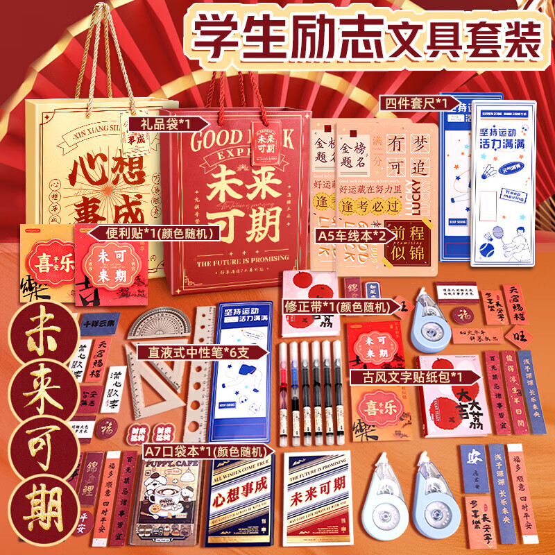 少年伴励志文具套装伴手礼六一儿童节礼物考试成人礼物大礼包盲盒男女生日礼物学生学习用品奖励未来可期