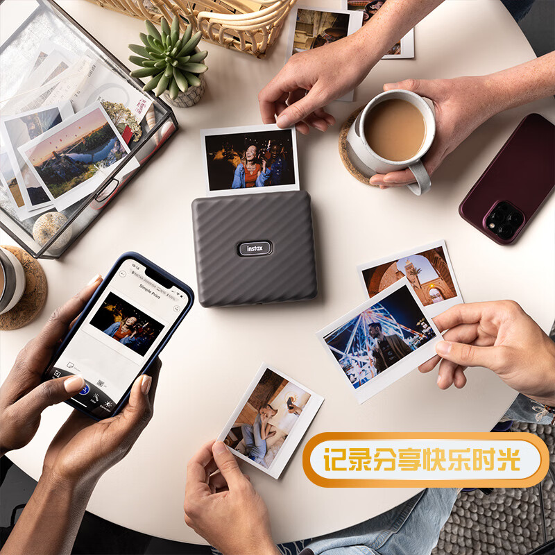 富士（FUJIFILM）【清凉出游季】instax link wide（送20张相纸）一次成像宽幅手机照片打印机便携出行情人节礼物 【link wide手机照片打印机-黑色】 相纸套餐【打印机+20张彩虹相纸】