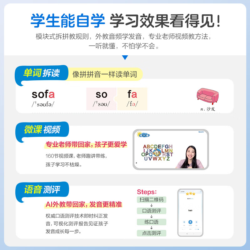 星火英语小学英语自然拼读记单词一本通英语音标和自然拼读发音规则教材零基础小学生入门发音技巧书学练测三步搞定自然拼读 小学英语自然拼读【伴学视频+口语测评】
