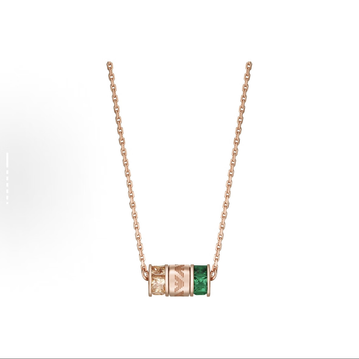 阿玛尼小蛮腰rondelle系列时尚小蛮腰串珠转运珠绿色宝石925银项链 女