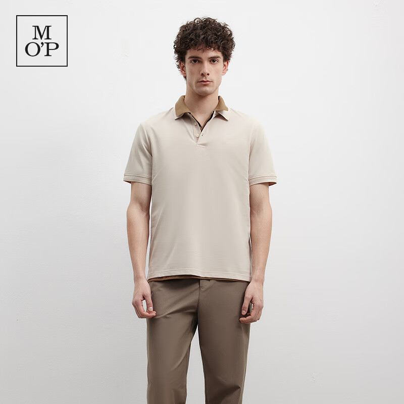 Marc O'Polo/MOP 夏季商务简约桑蚕丝混纺商务短袖polo衫男上衣 浅卡其715 M