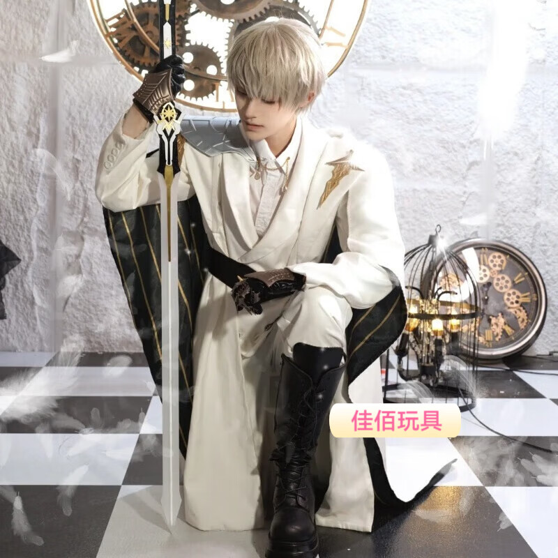 班达熊沈星回cos服万圣节恋与深空白色套装cosplay动漫游戏周边角色扮演 c服+项链+假发(含发网) XXL