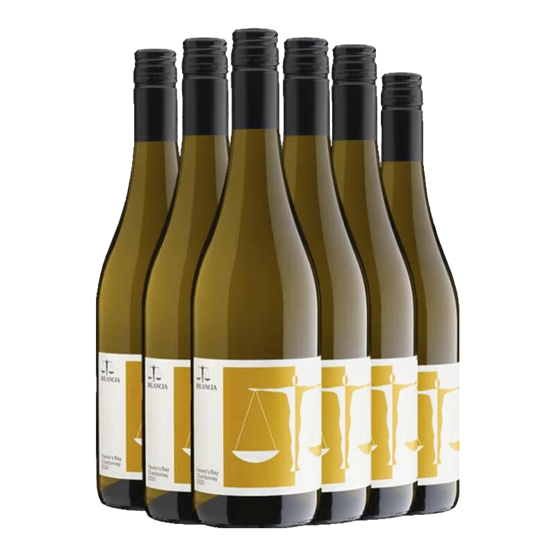 Chardonnay新西兰名庄Bilancia Chardonnay 天秤座霍克斯湾霞多丽干白葡萄酒 2022年六支装