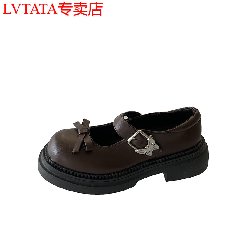 LVTATA学院风玛丽珍单鞋配裙子圆头日系jk小皮鞋女2025新款夏季复古厚底 黑色 收藏加购赠运费险 38