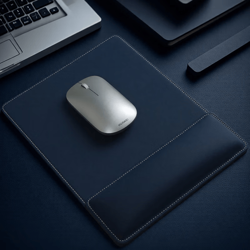 OBOQO鼠标垫护腕手腕垫二合一可自由组合PU皮革质感护手腕托慢回弹柔软舒适商务办公礼品支持定制 宝蓝色【鼠标垫腕垫套装】