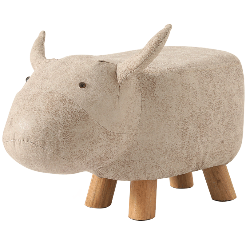 隆上隆 实木小凳子创意可爱卡通凳门厅换鞋凳现代简约客厅坐墩沙发凳 暖白色-大象