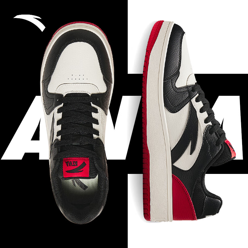 安踏元年板鞋男鞋运动鞋男士秋季款经典皮面防泼水易打理增高休闲鞋子 【店长推荐爆款】白/黑/大学红-9 41