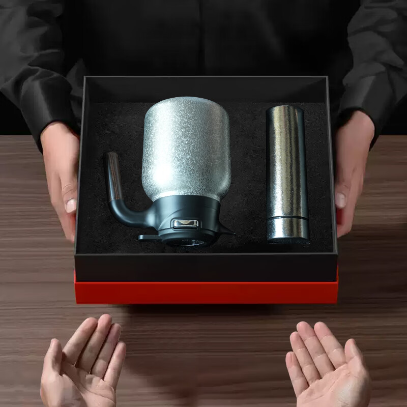 利格纯钛焖茶壶大容量家用保温壶机械显温闷泡壶办公室泡茶壶定制刻字 礼盒装焖茶壶银色1.5L+纯钛杯