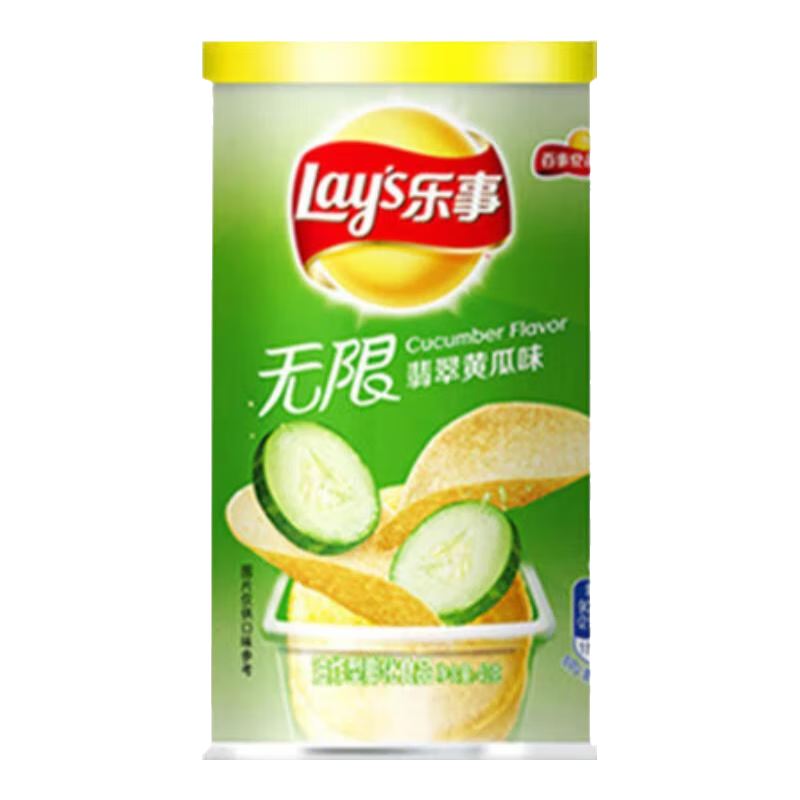 乐事（Lay's） 经典/大波浪/奇多系薯片 玉米棒40g/50g 单袋装办公室休闲零食 无限翡翠黄瓜味---罐装40克