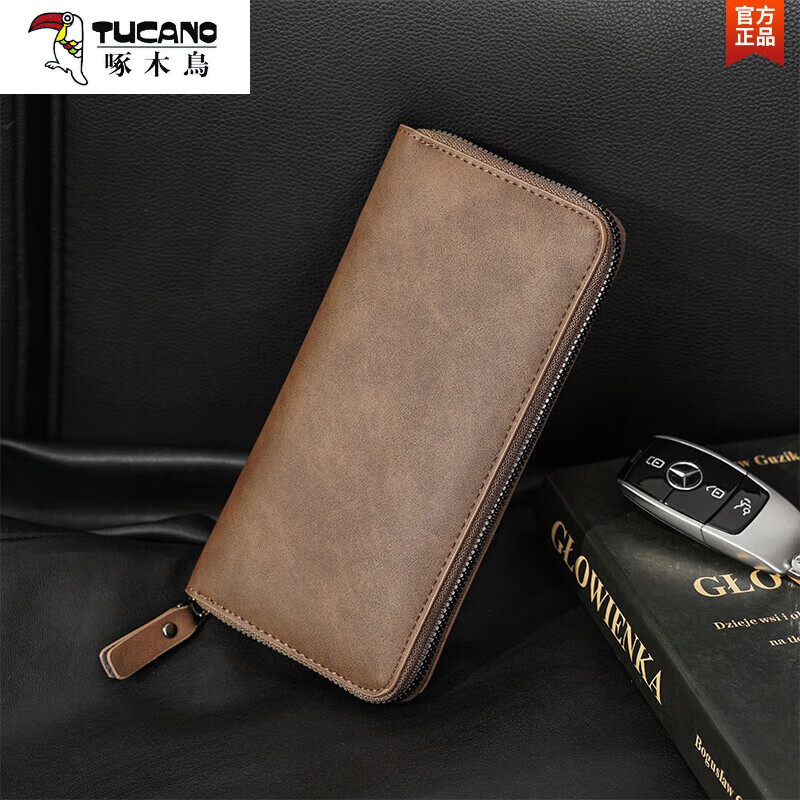 啄木鳥(niǎo)(TUCANO)輕商務(wù)男錢(qián)包中長(zhǎng)款青年錢(qián)夾大容量多卡位零錢(qián)包手機(jī)包 卡其
