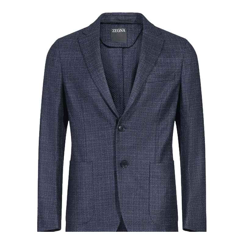 杰尼亚（Zegna）新品 男士两粒单排扣编织休闲西服西装上衣外套男装礼物男 1DNMG0 850713A8 杂蓝色 46 /s