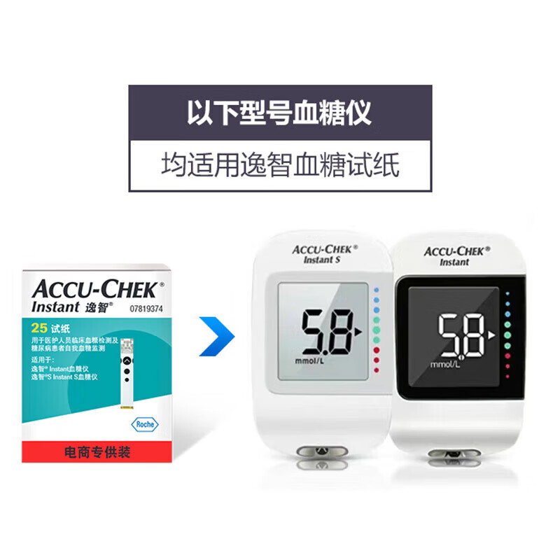 罗氏逸智血糖试纸Instant血糖仪 家用自测免调码蓝牙精准测试仪试纸 【逸智】50试纸+50针+50棉(26年6月)