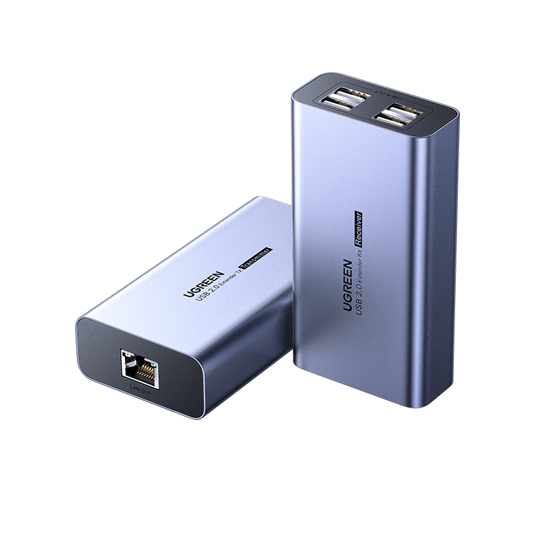 綠聯(lián) usb延長器100米 usb2.0信號傳輸放大器 RJ45網(wǎng)線轉(zhuǎn)usb轉(zhuǎn)換器1進4出攝像頭延長線免驅(qū)一對裝 55732