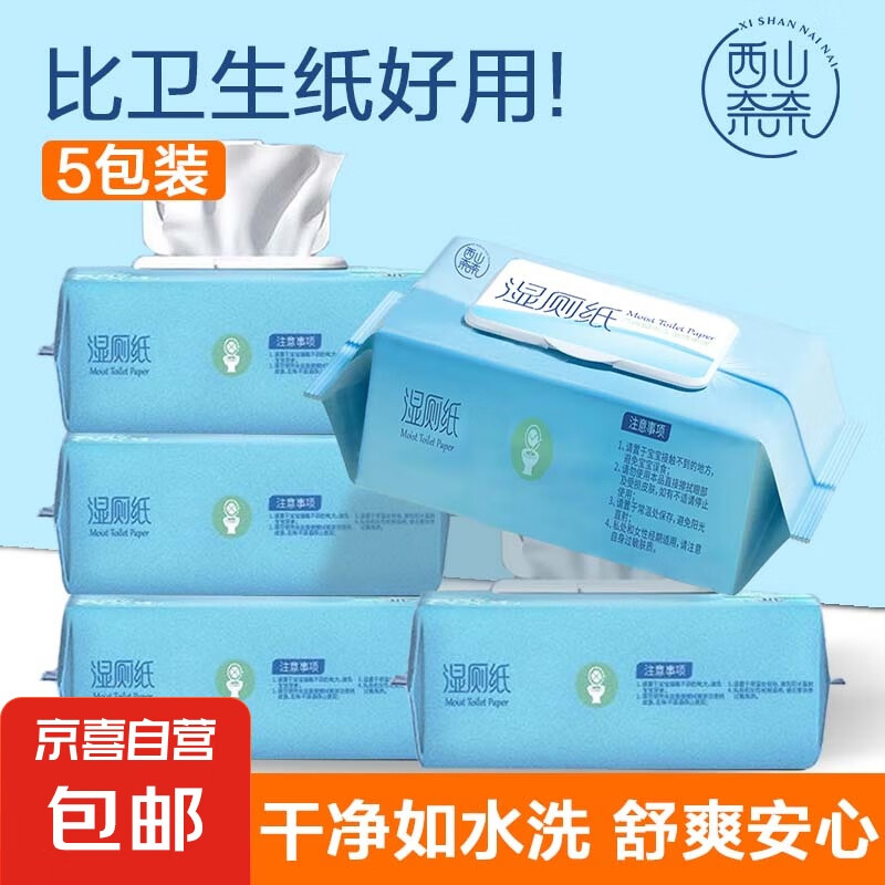 【限时多包】99.9%杀菌湿厕纸擦屁股纸湿厕巾马桶纸家庭装 无敏亲肤湿厕纸5包