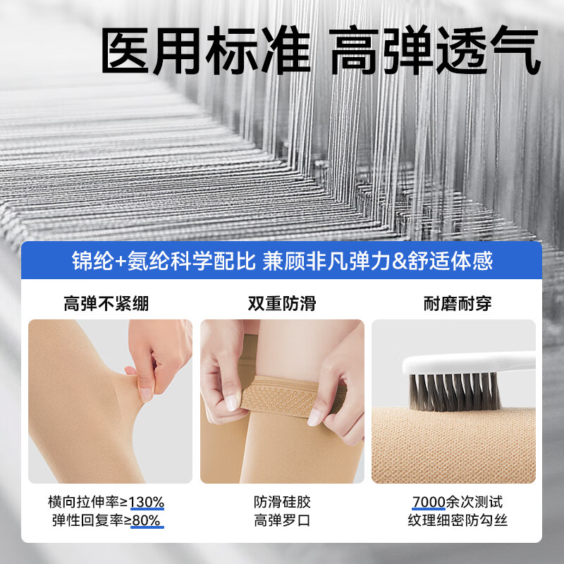 振德（ZHENDE）医用静脉曲张弹力袜 压力一级短筒露趾 静脉曲张袜 压力袜肤色 M
