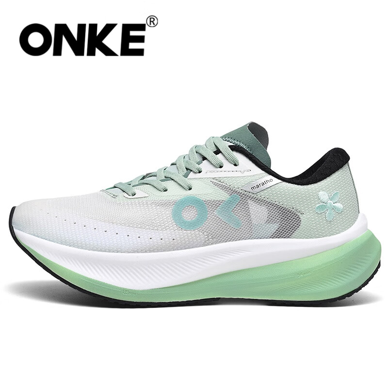 ONKE德国欧克跑步鞋男鞋透气轻便网面鞋碳板跑鞋女鞋轻便马拉松运动鞋 极光绿 男款 39