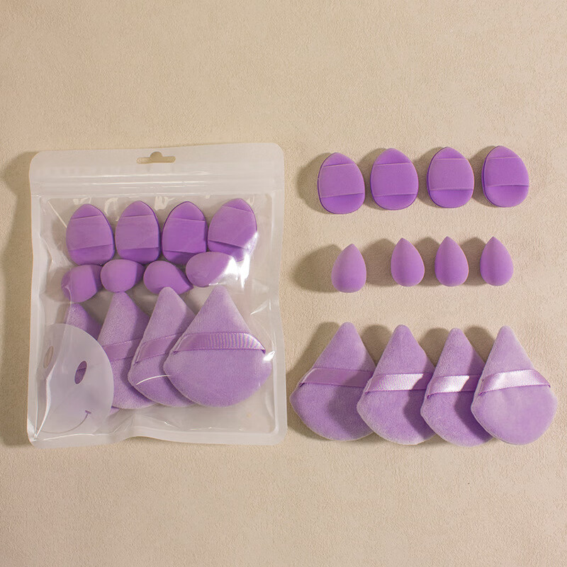 YAHLIGS纯色系12件化妆粉扑套装 拇指粉扑棉粉扑迷你粉扑用品 紫色12件套 1件