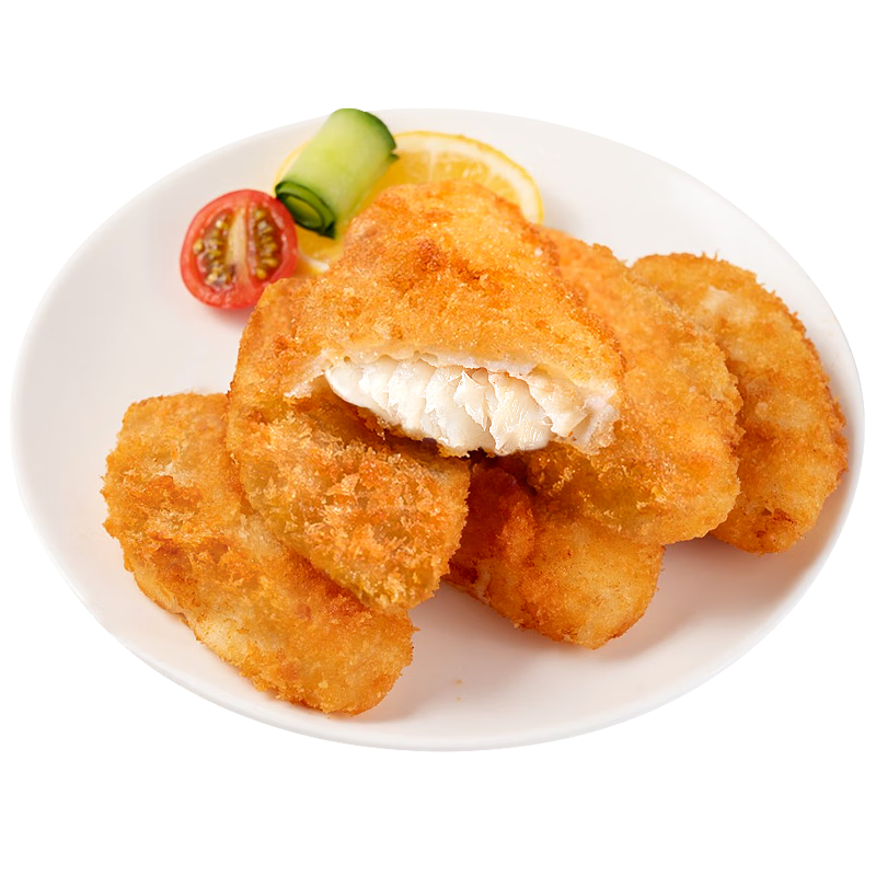 潮夫道鳕鱼排四盒净重1200g10个/盒裹粉鳕鱼块鱼肉油炸半成品儿童早餐