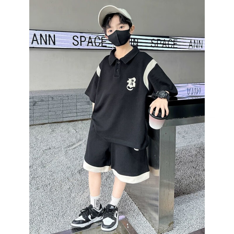 G.duck2026新款男童夏装套装中大儿童夏季潮酷帅男孩短袖运动两件套潮 【高质量】杏色 三只熊熊 160 码(身高140-150cm)