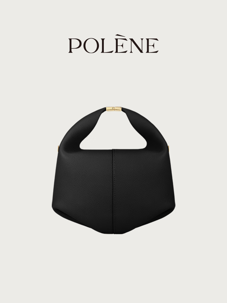Polene波灵恩Beri 黑色荔枝牛皮（链条款）手提斜挎包 黑色（链条款）