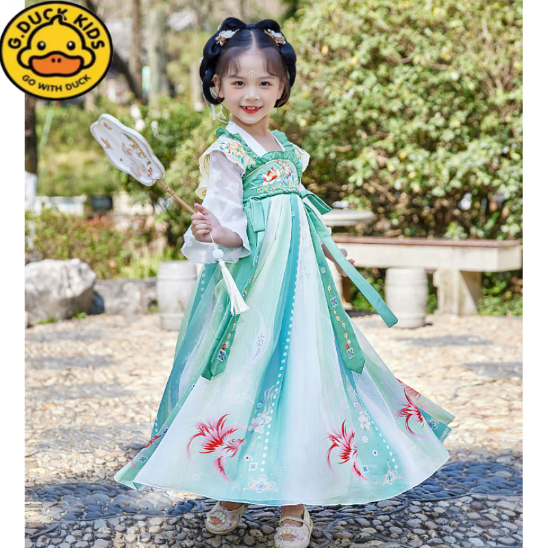 G. DUCKKIDS小黃鴨漢服男童國學(xué)服夏季新款中國風(fēng)漢服女童古風(fēng)學(xué)生六一表演服 青鸞【送運(yùn)費(fèi)險(xiǎn)】 110